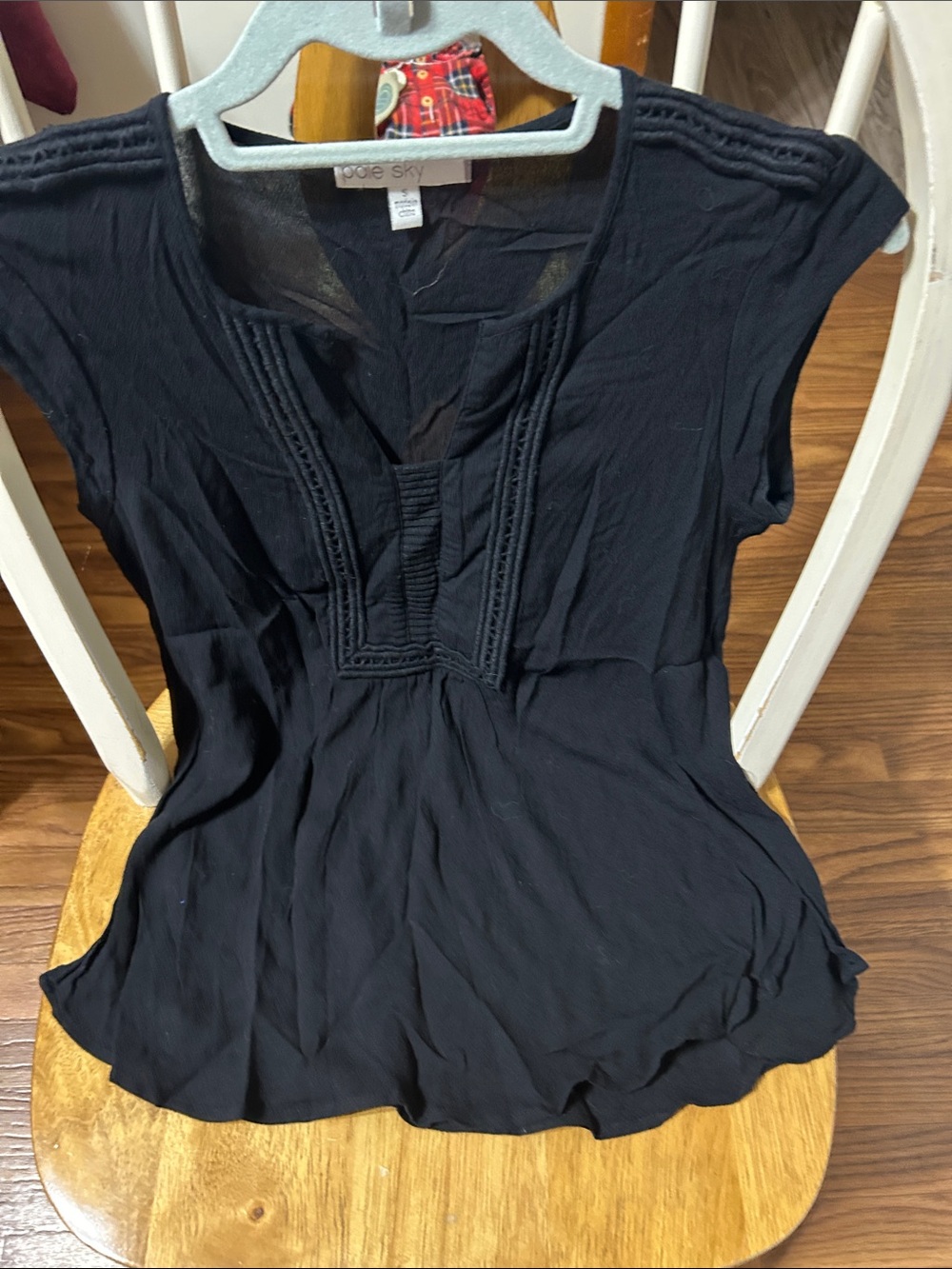 Joie Sky Black Cap-Sleeve Pintuck Tunic